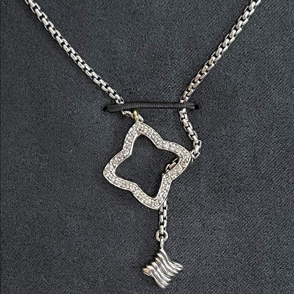 DAVID YURMAN Sterling Silver and Diamond Quatrefoil Lariat Necklace